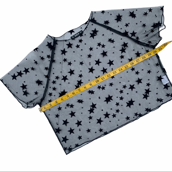Shein Star Pattern Sheer Mesh Crop Top - Picture 4 of 5